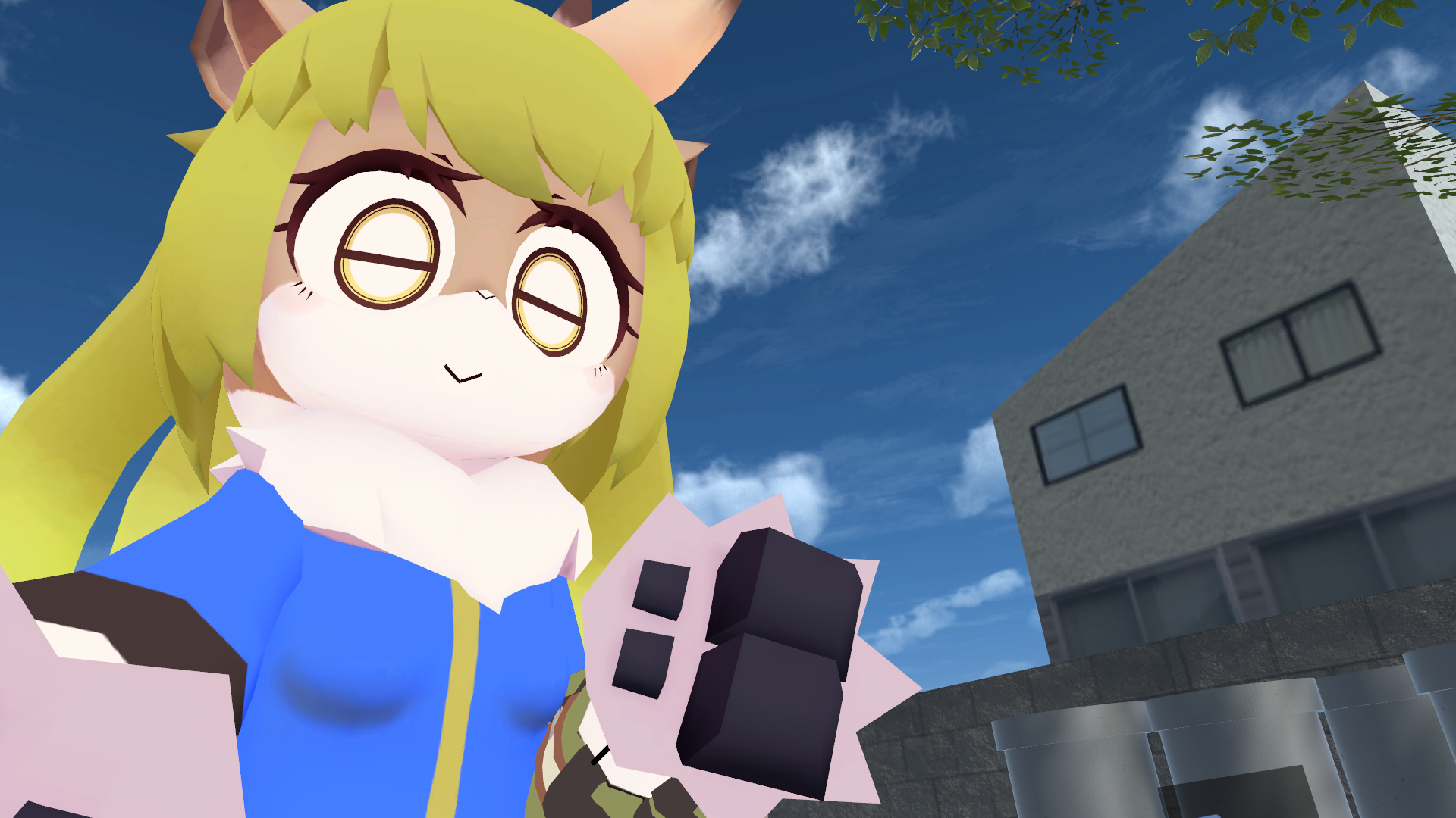 VRChatにてFallout改変で自撮りをキメるモフおじ。